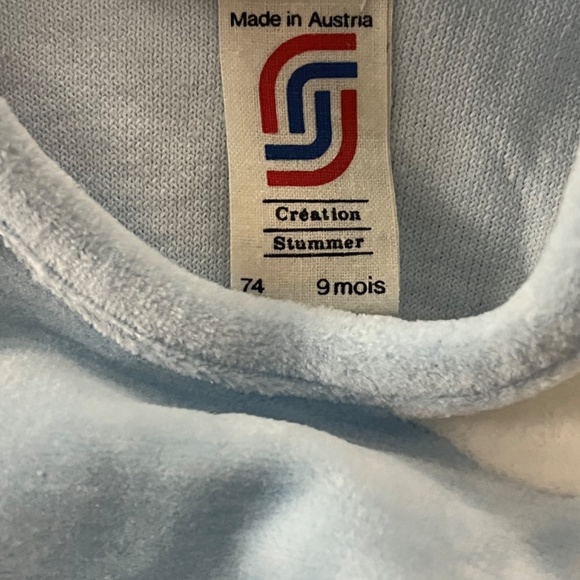 Light Blue European Baby Footed Romper Made in Austria - Picture 5 of 7